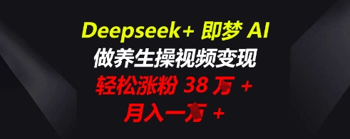 Deepseek+即梦AI,做养生操视频变现,轻松涨粉38W+,月入一W+-云团GO