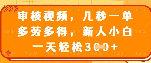 最新审核视频，几秒一单，多劳多得，新人小白一天轻松3张【揭秘】-云团GO
