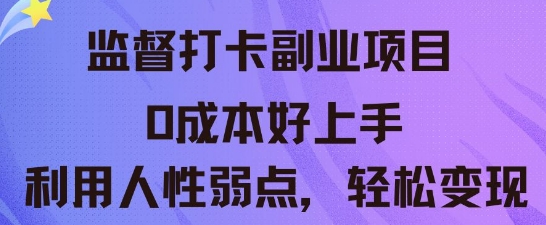 监督打卡副业新玩法，0成本好上手，利用人性的弱点轻松变现-云团GO