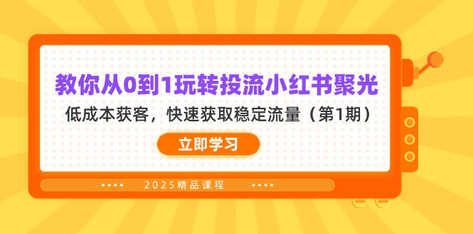 (14260期)教你从0到1玩转投流小红书聚光,低成本获客,快速获取稳定流量(第1期)-云团GO