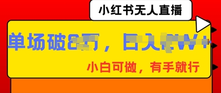 小红书无人直播，纯小白可做，有手就行，单场直播销售额破8w-云团GO