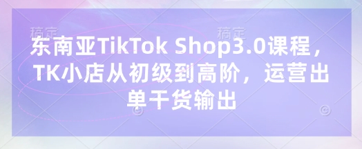 东南亚TikTok Shop3.0课程,TK小店从初级到高阶,运营出单干货输出-云团GO