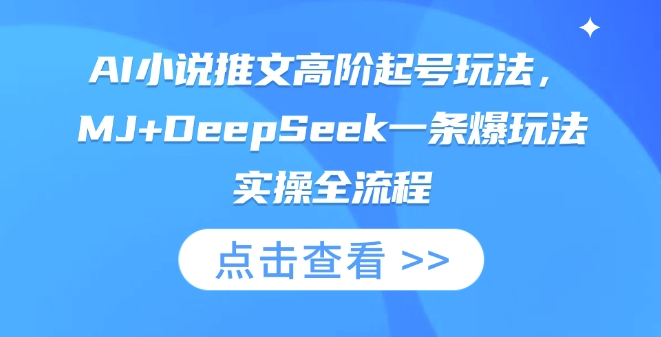 AI小说推文高阶起号玩法，MJ+DeepSeek一条爆玩法实操全流程-云团GO