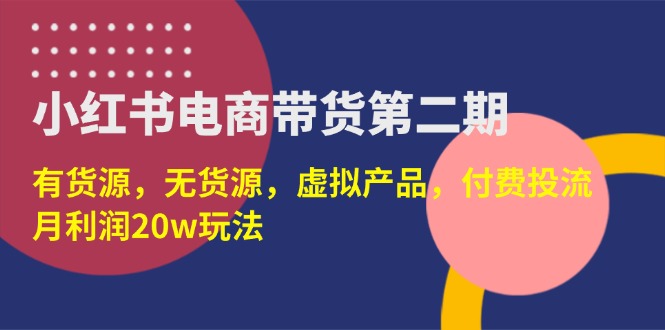 （14186期）小红书电商带货第二期，有货源，无货源，虚拟产品，付费投流，月利润20w-云团GO