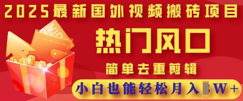 2025最新视频搬砖项目，热门风口，简单去重剪辑，小白也能轻松月入过W-云团GO