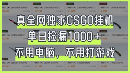 真全网独家CSGO挂G，单日捡漏1k+【揭秘】-云团GO